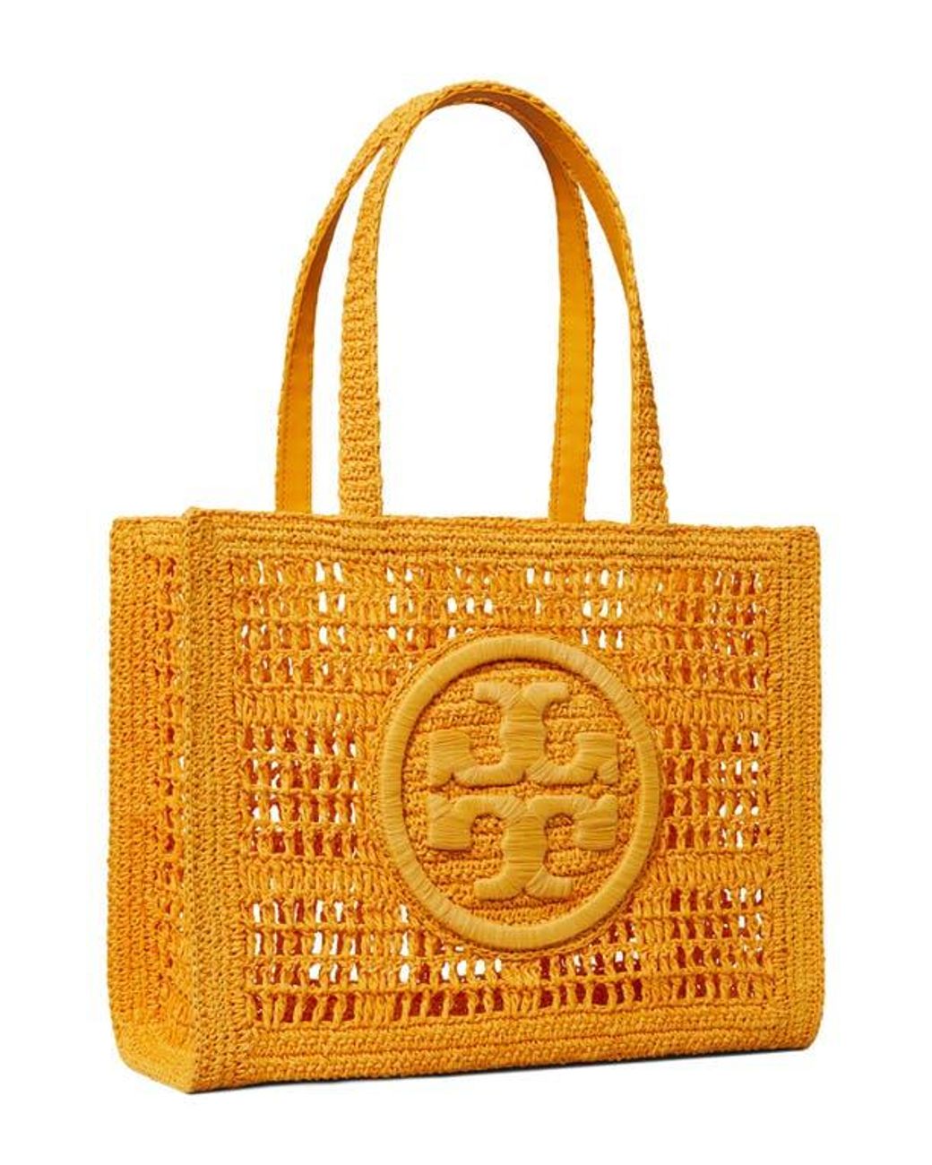 Tory Burch Ella Small Hand Crochet Tote in Orange | Lyst