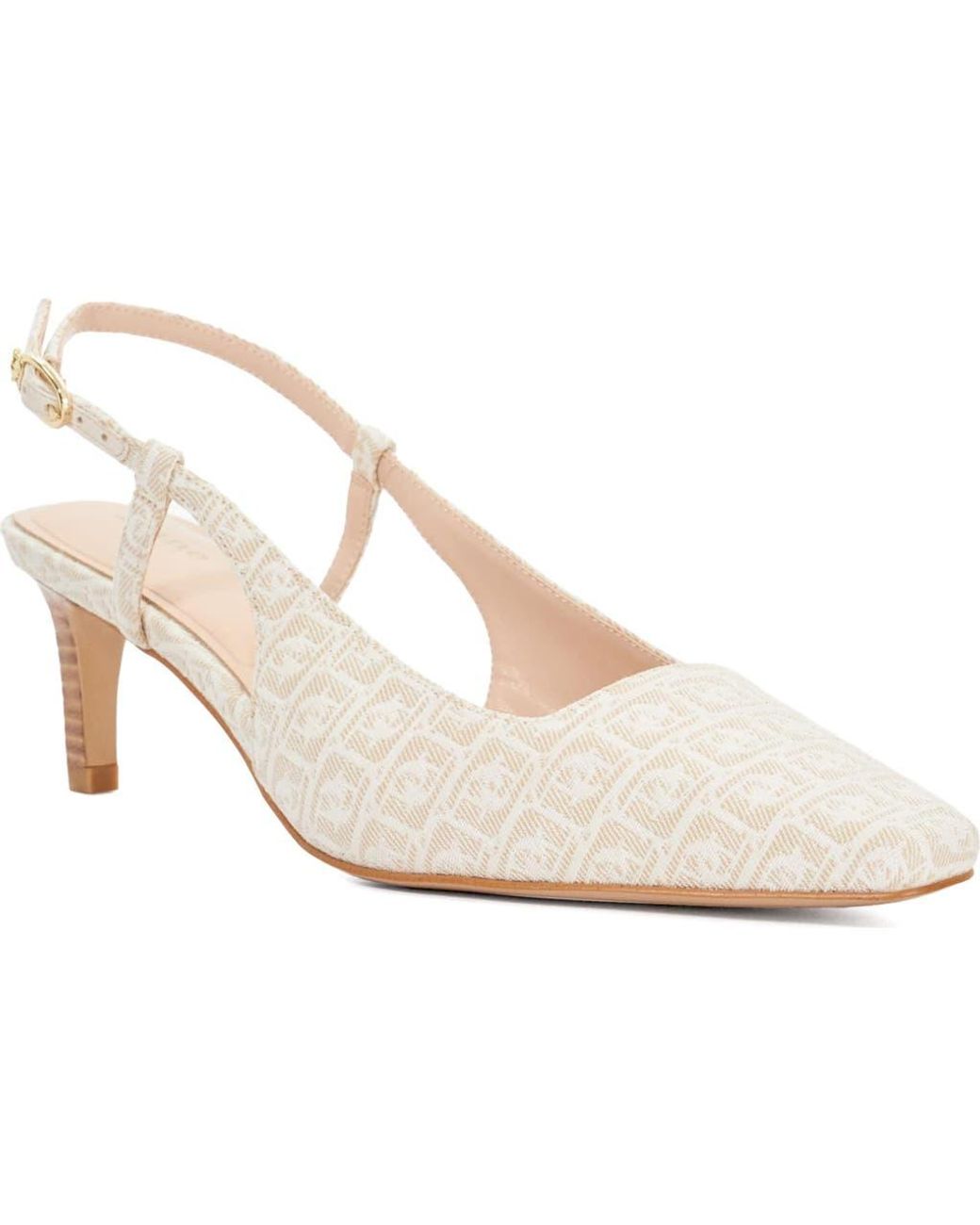 Dune White Dancing Slingback Kitten Heel Pump
