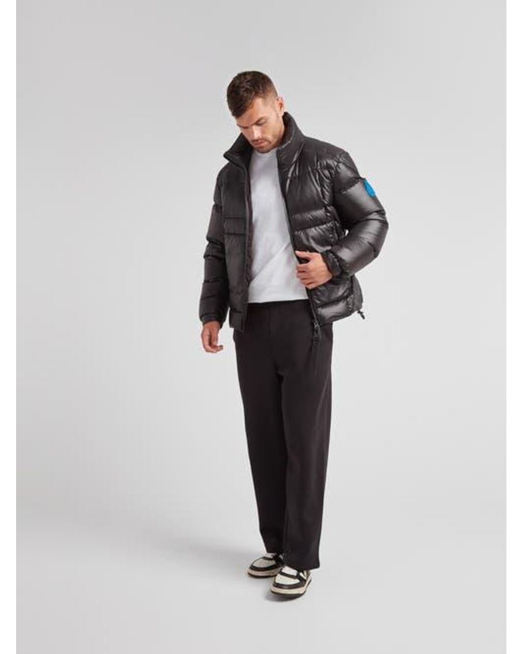 Jacket Gray Ez Boxed Funnel Neck Puffer Jacket for men