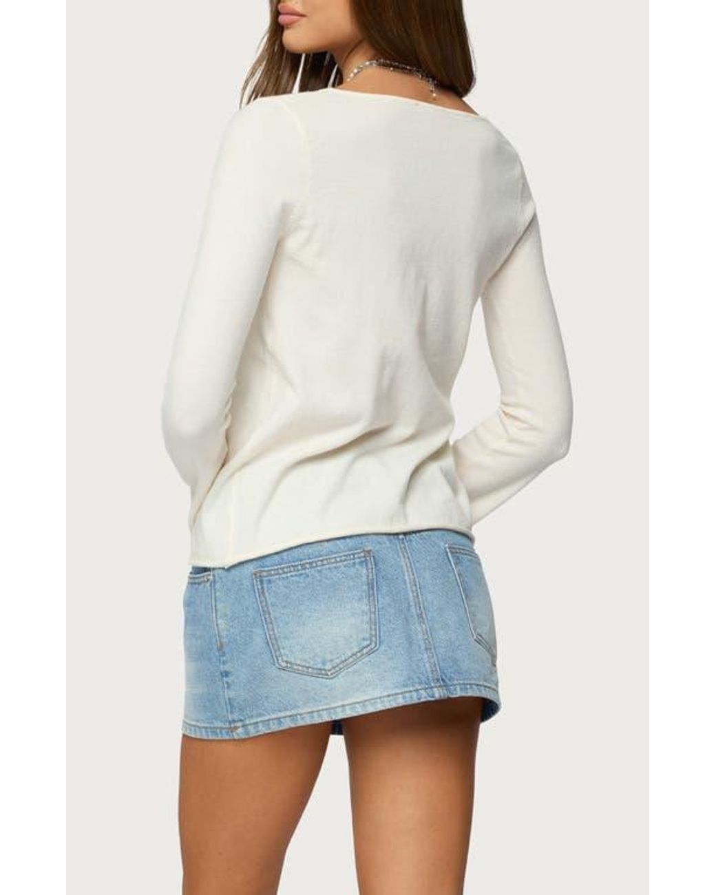 Split Front Plus Edikted Jesy Iridescent Split Front Top in White | Lyst