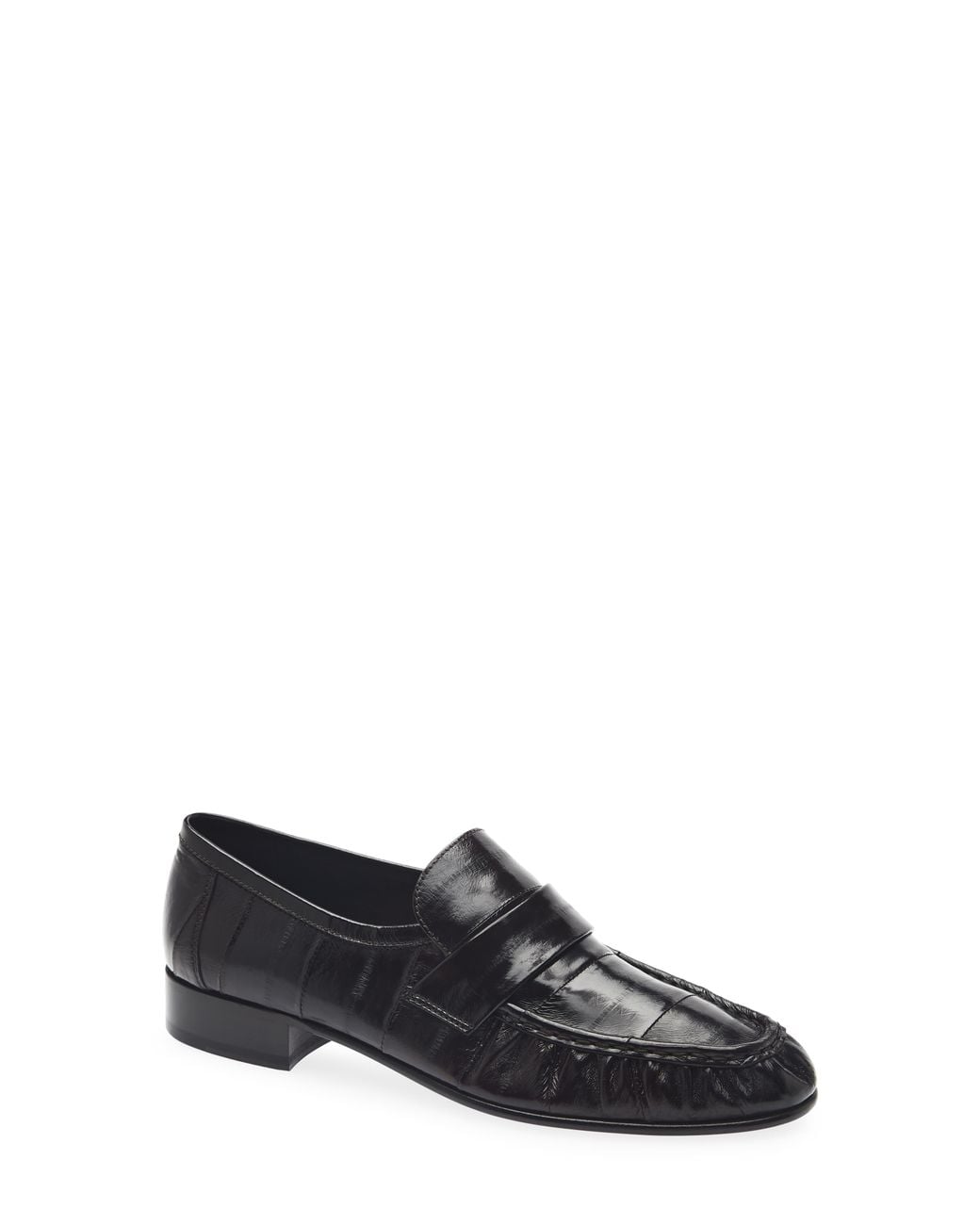 The Row Black Soft Eelskin Loafer