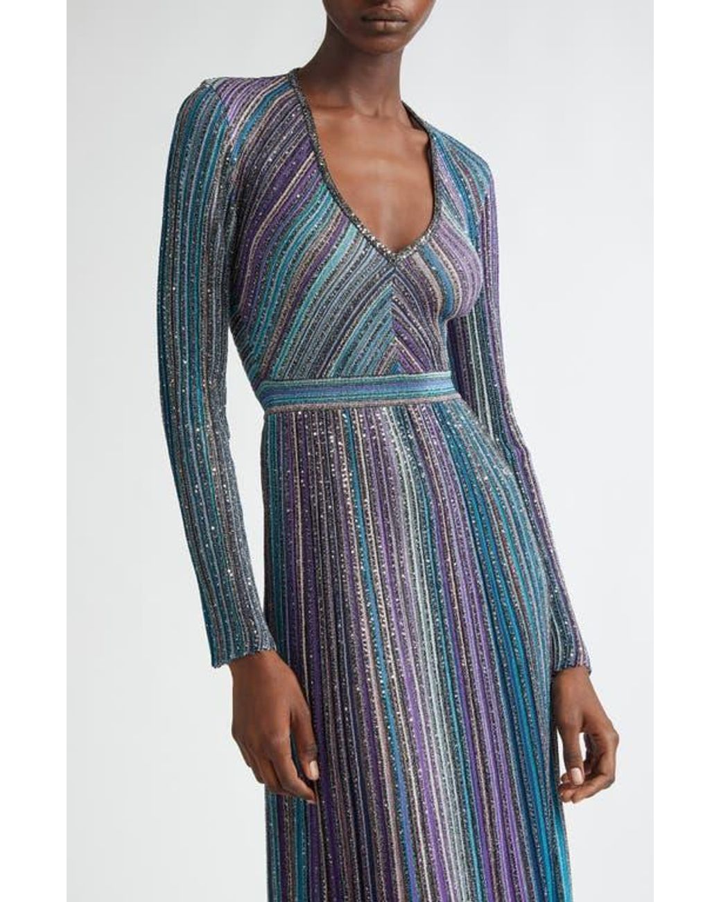 metallic striped sweater dress 1970s Metallic Striped Sweater Dress