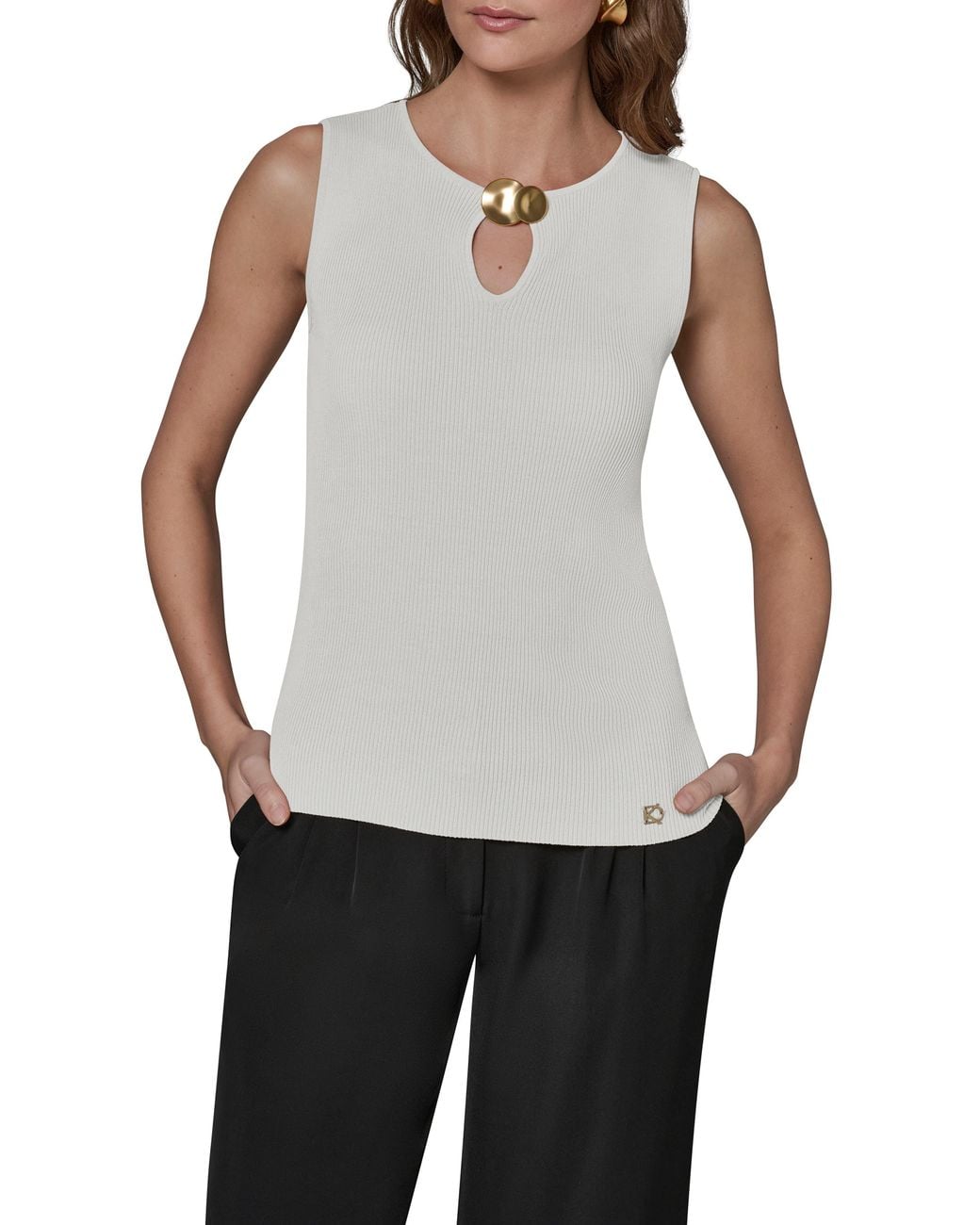 Donna Karan White Rib Tank