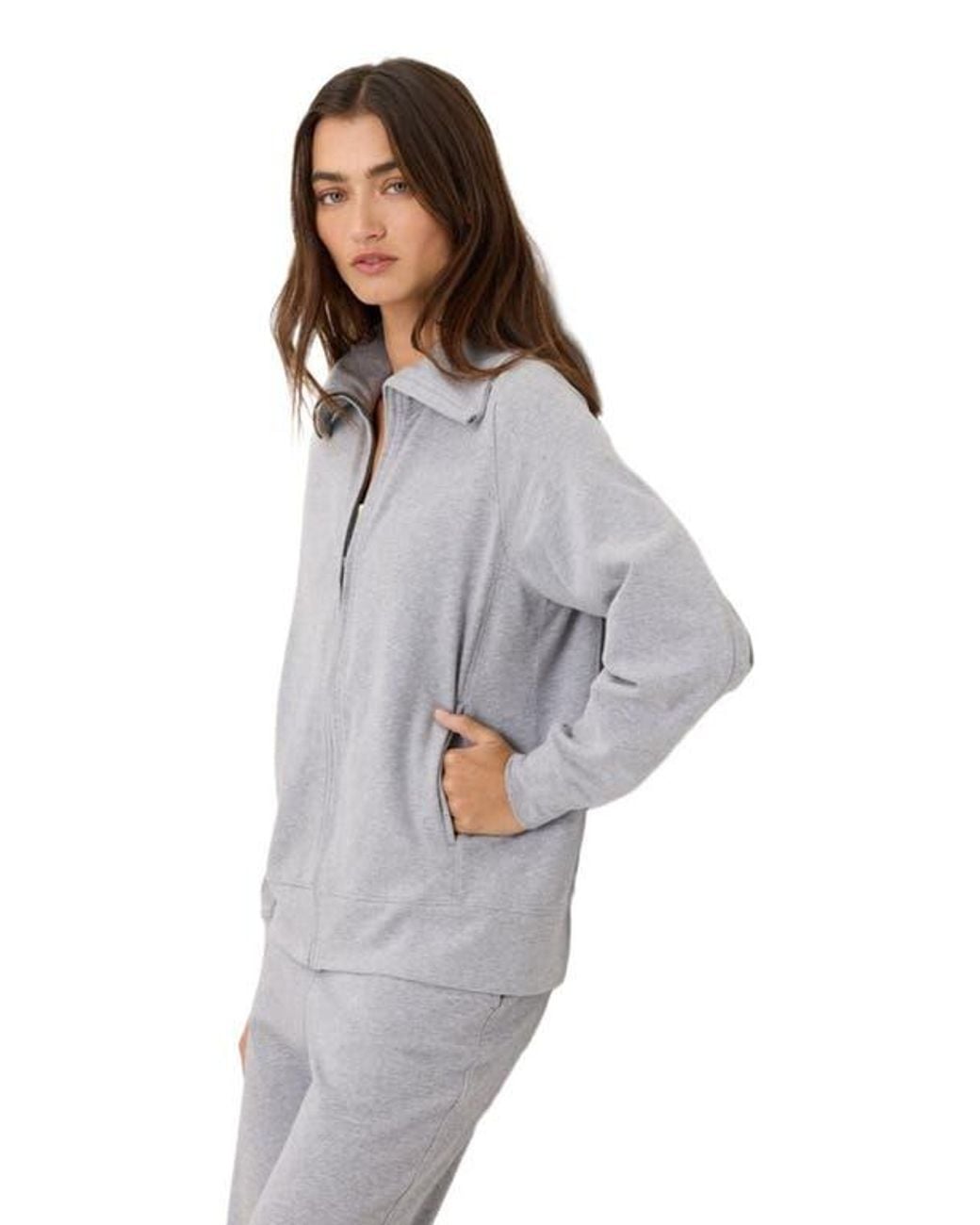 Pact Gray Cloudknit Zip Jacket