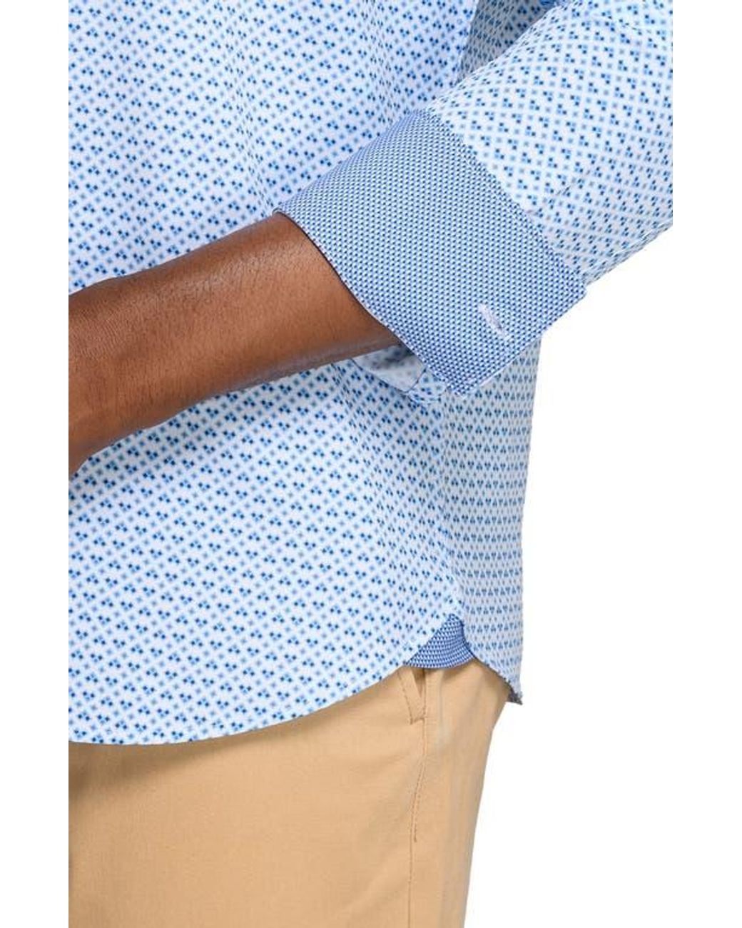 Con.struct Blue Square Geo Woven Long Sleeve Basic for men