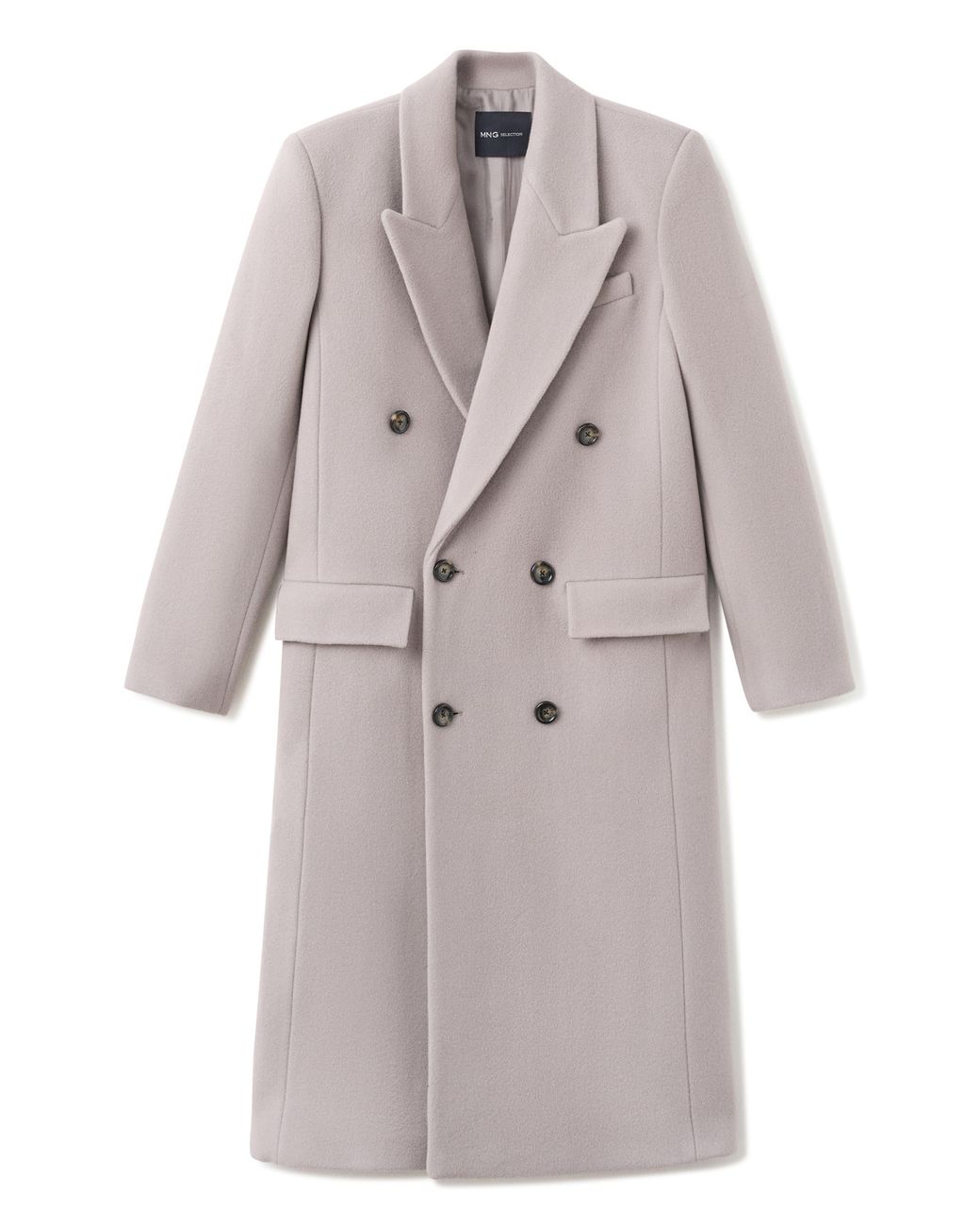 Mango Gray Double Breasted Virgin Wool Blend Coat