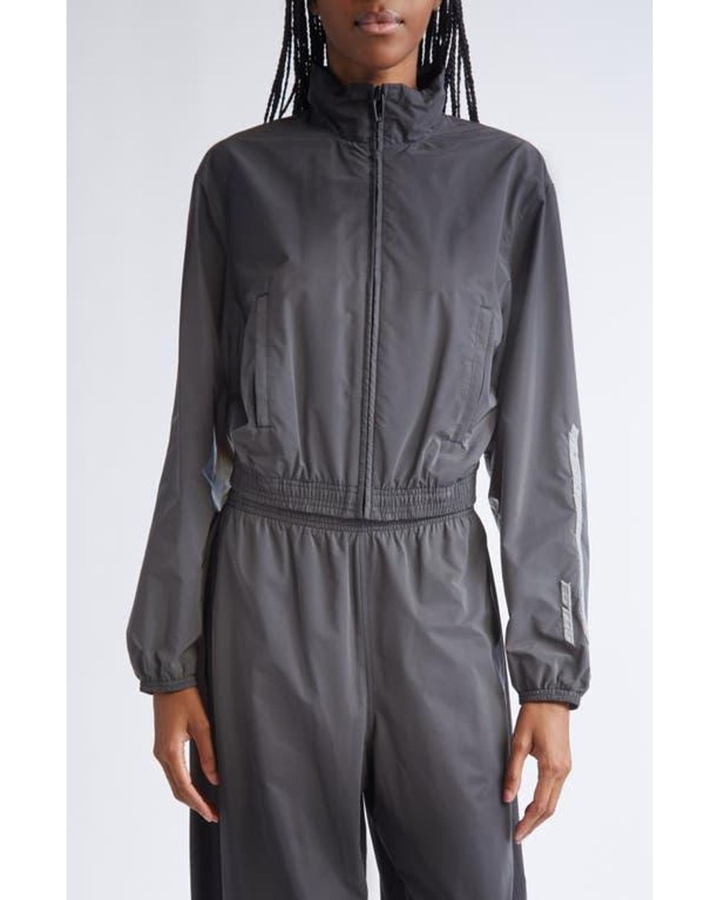 Alexander Wang Gradient Reflective Crop Track Jacket in Black | Lyst