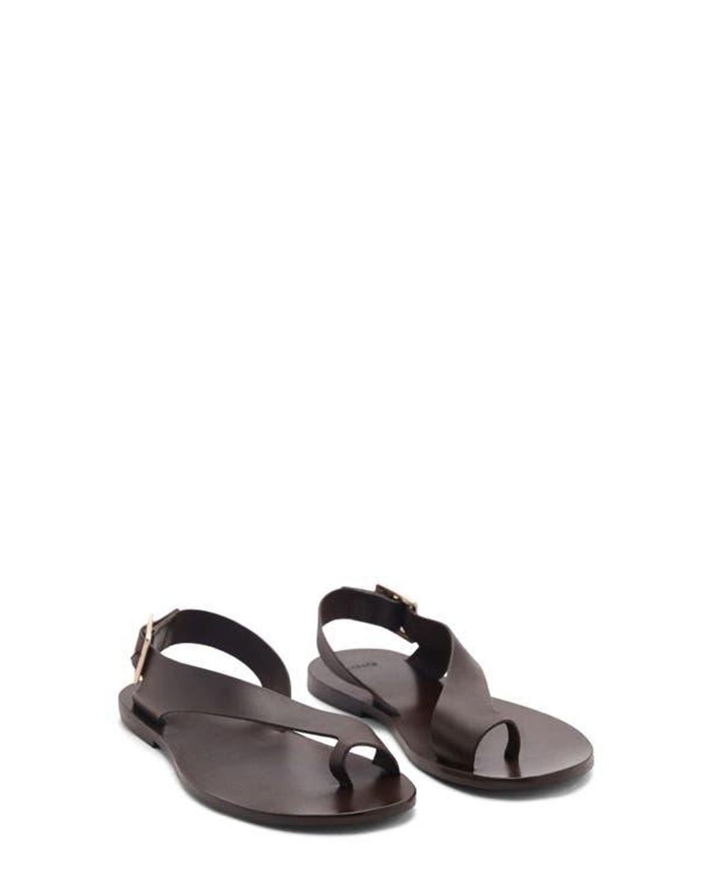Mango Black Toe Loop Flat Sandal