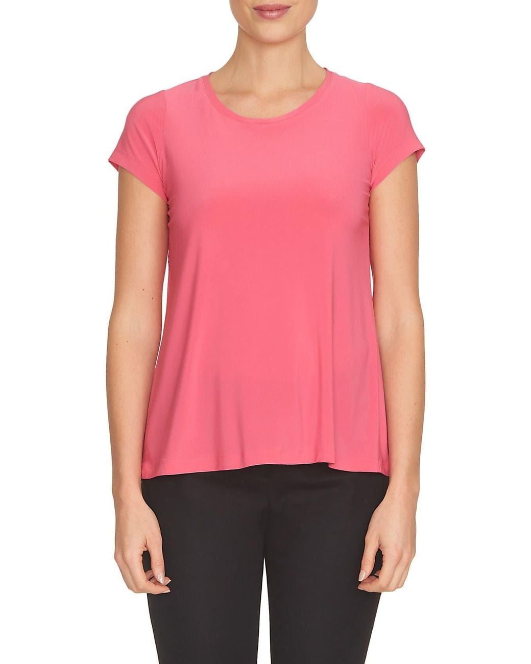 Cece Red Lace Trim Cutout Tee