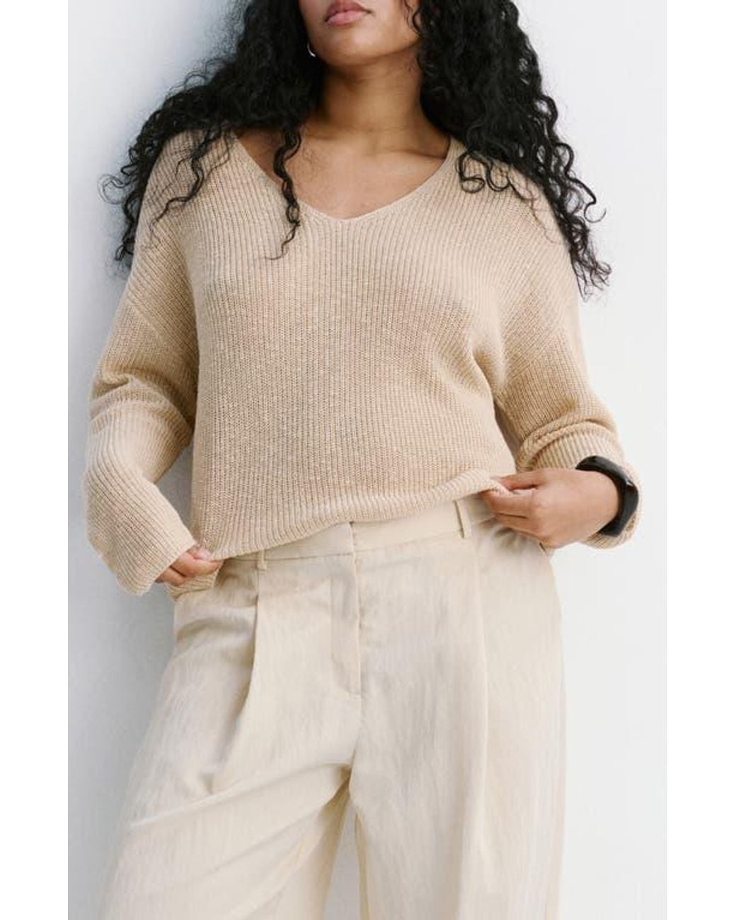 Mango Natural V-Neck Sweater