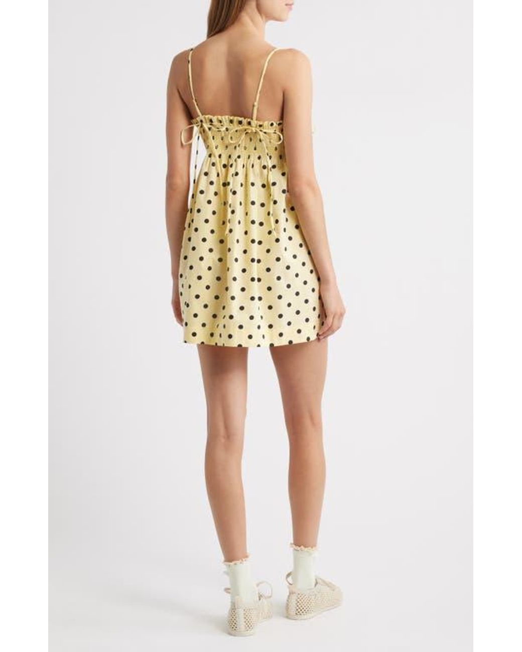Damson Madder Lilo Polka Dot Organic Cotton Minidress in Yellow | Lyst Damson Madder Lilo Polka Dot Organic Cotton Minidress in Yellow | Lyst