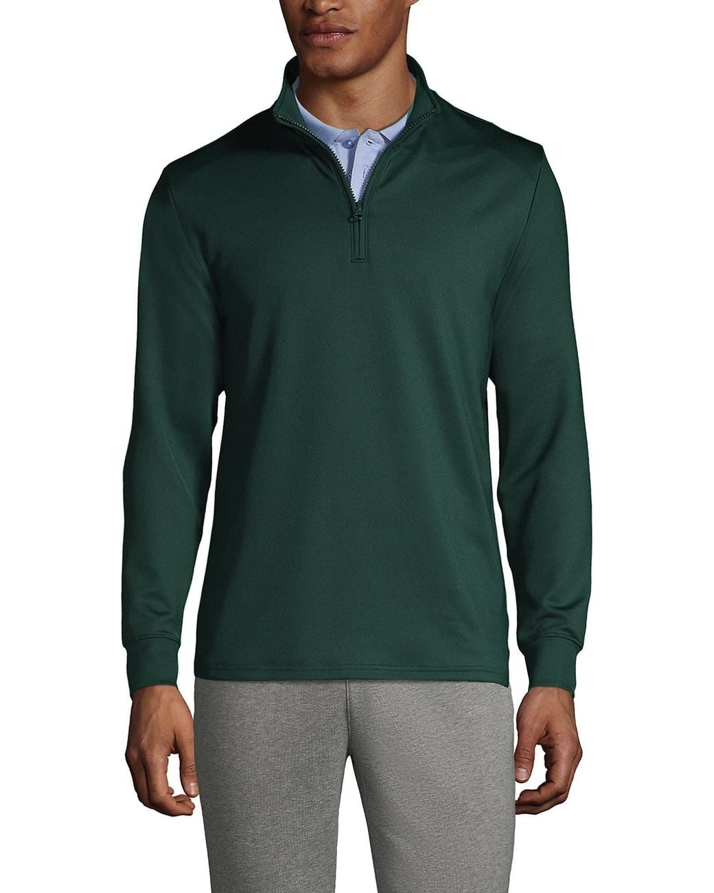 Lands' End Green School Uniform Quarter Zip Pullover for men