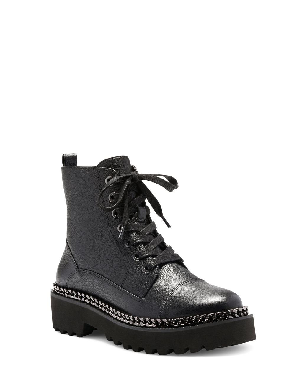 Vince Camuto Mindinta Chain Trim Combat Boot in Black