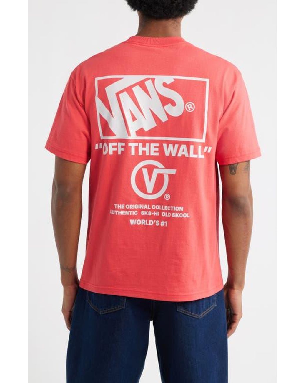 Vans Red Stacked Hi Cotton Graphic T-Shirt for men