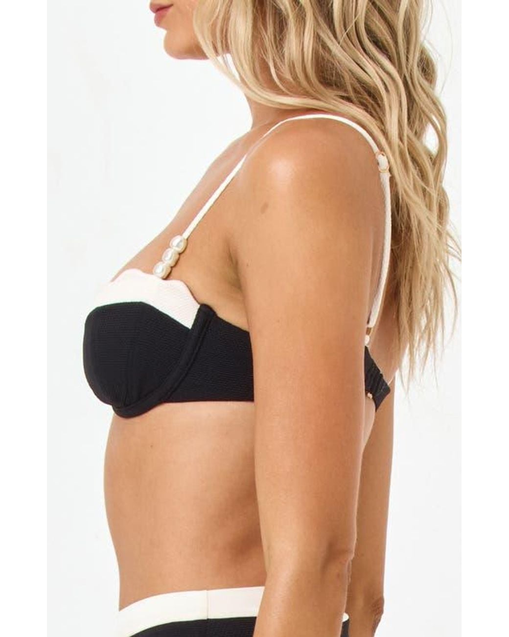 LSPACE Black Sunrise Shell Bikini Top