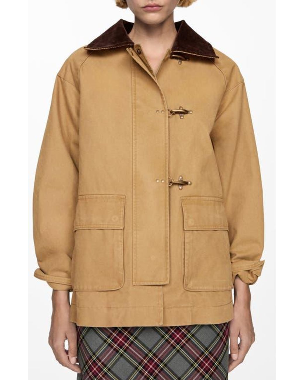 Mango Corduroy Collar Parka Jacket in Natural Lyst