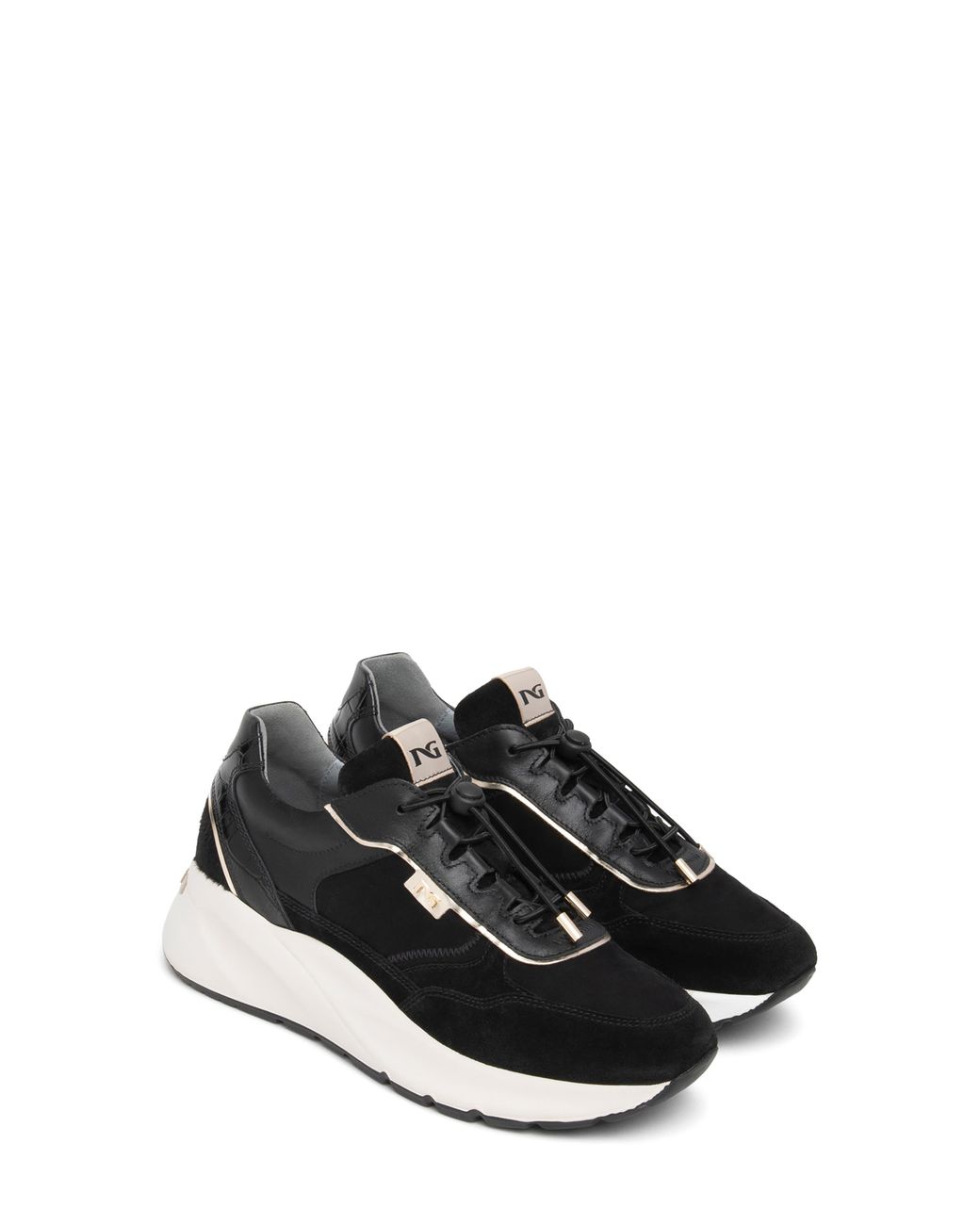 Nero Giardini Black Bungee Leather Sneaker