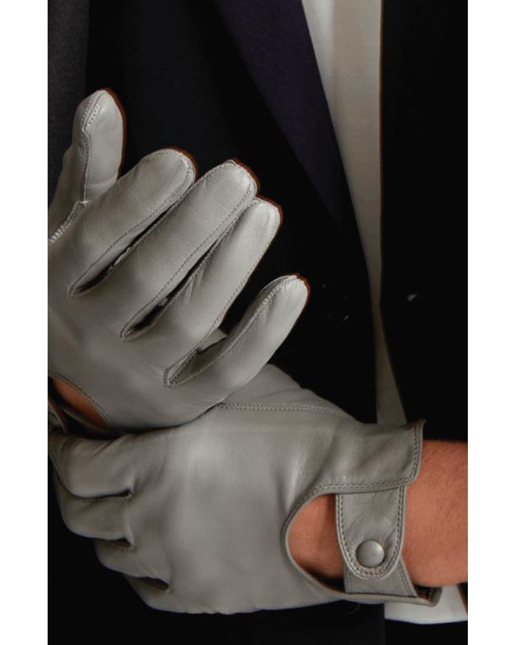 Seymoure Gloves Gray Leather Driving Gloves for men