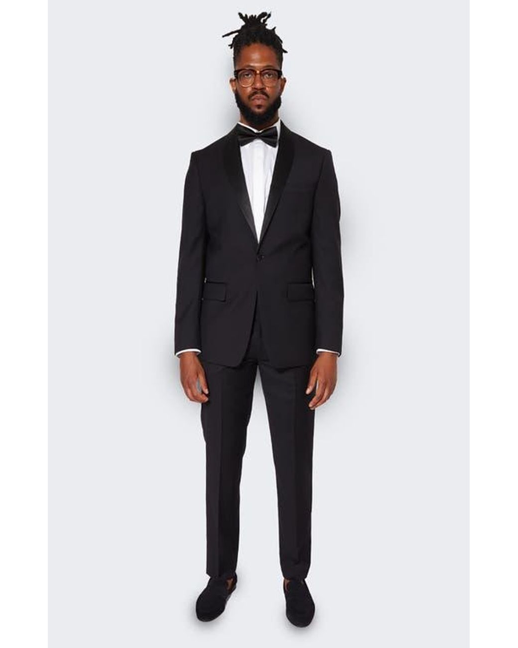 9tofive Blue Peak Lapel Solid Wool Tuxedo Jacket for men