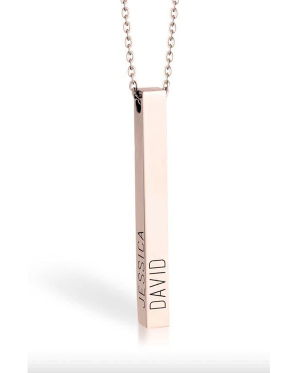 Melanie Marie Personalized Bar Pendant Necklace in White | Lyst