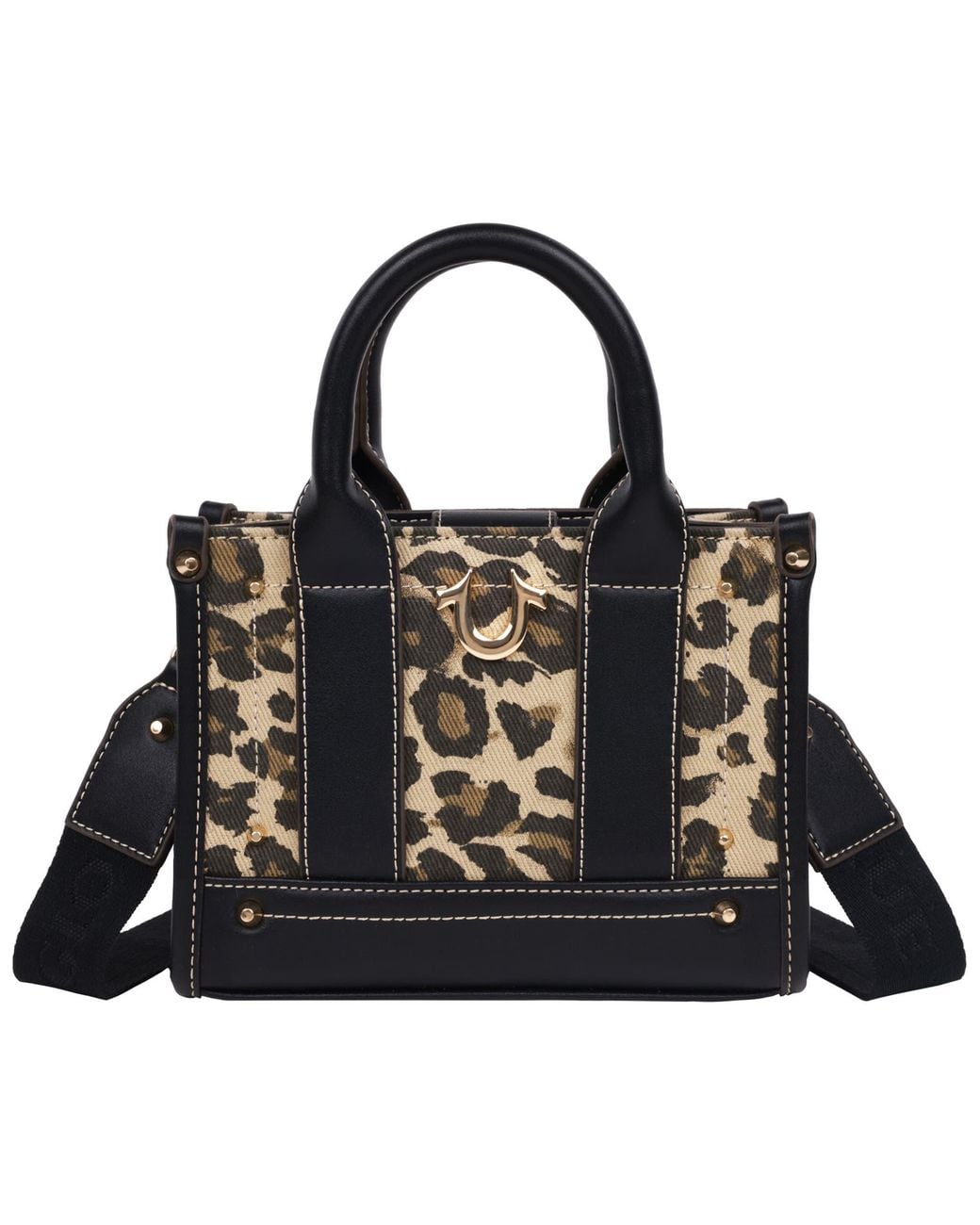 True Religion Black Leopard/Pu Mini Tote