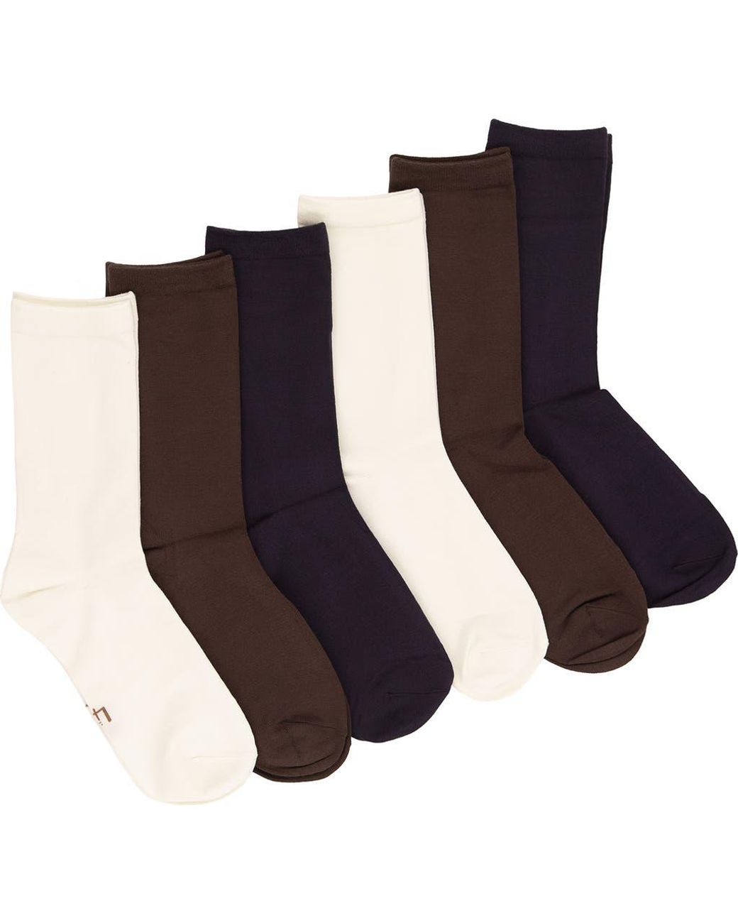 Felina Brown Assorted 6-Pack Soft Crew Socks