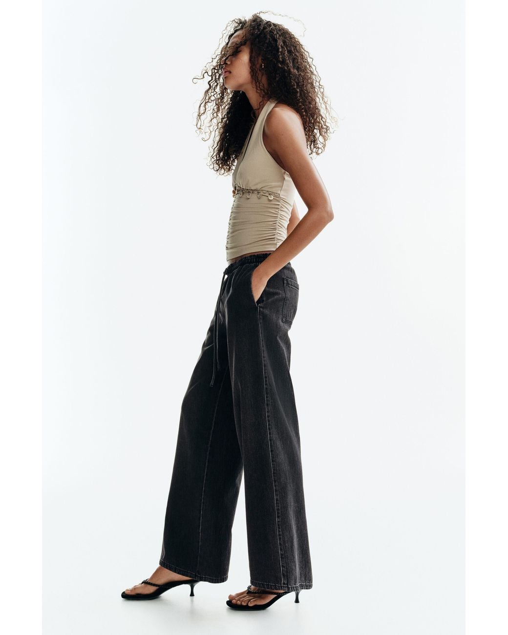 H&M Black Denim Pull-On Trousers