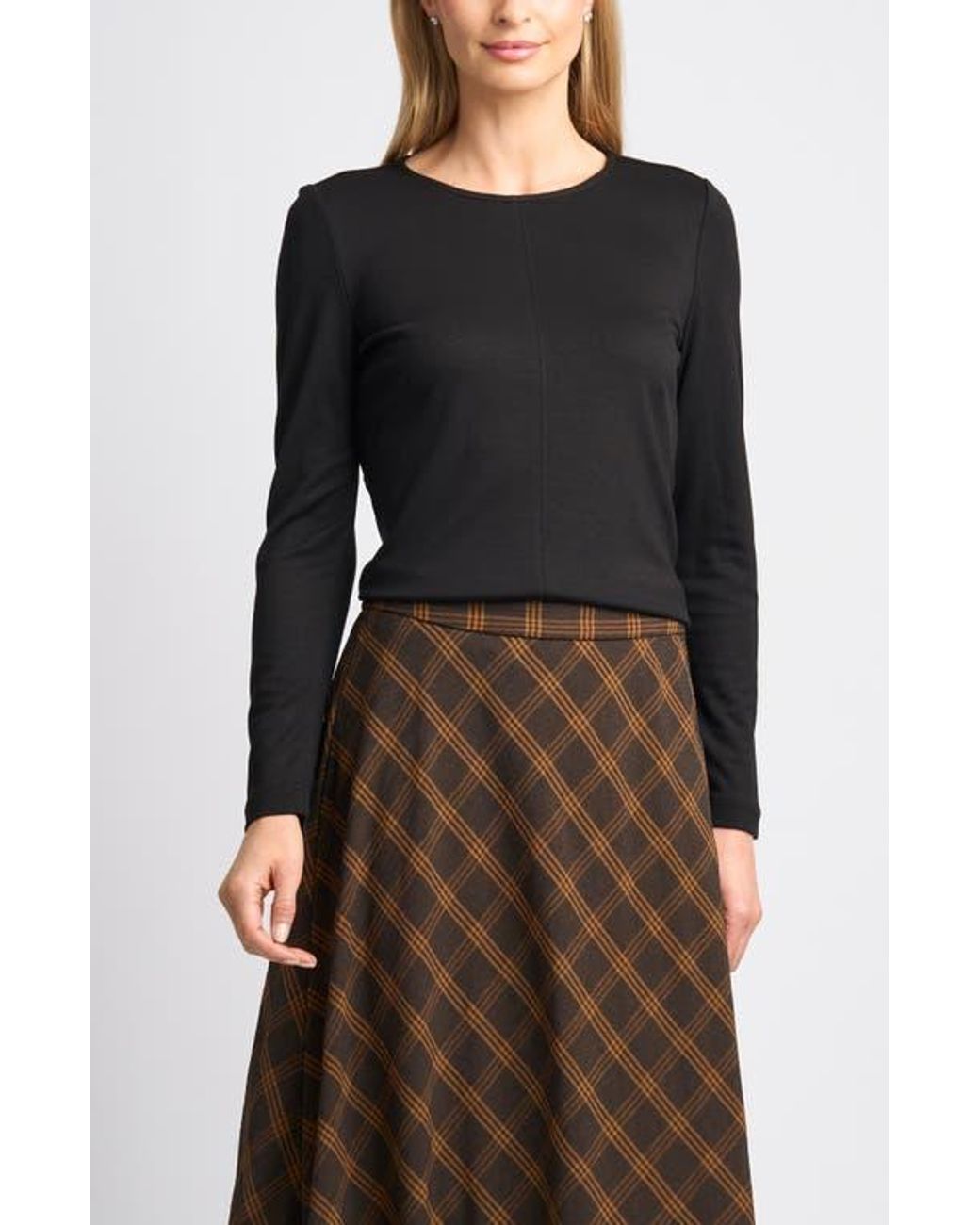Halogen® Black Long Sleeve Ponte Top