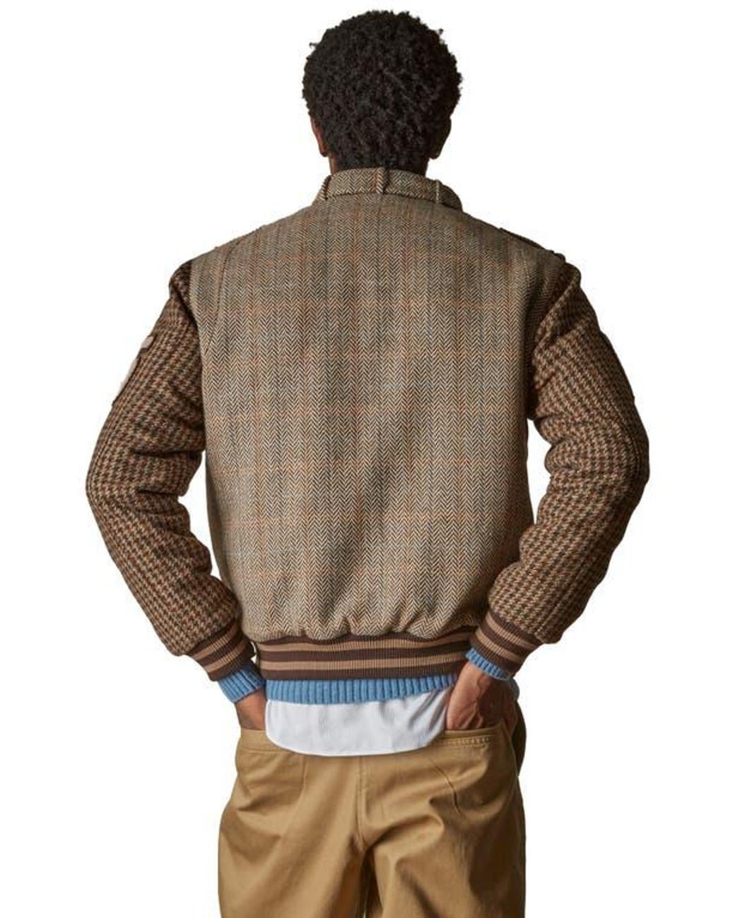 Members Only Brown Tweed Wool Blend Varsity Jacket for men