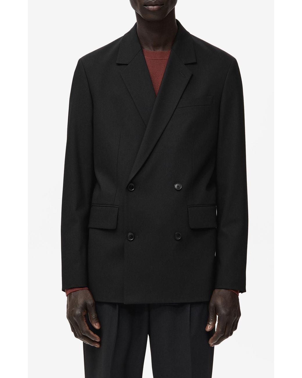 Mango Black Boston Double Breasted Blazer for men