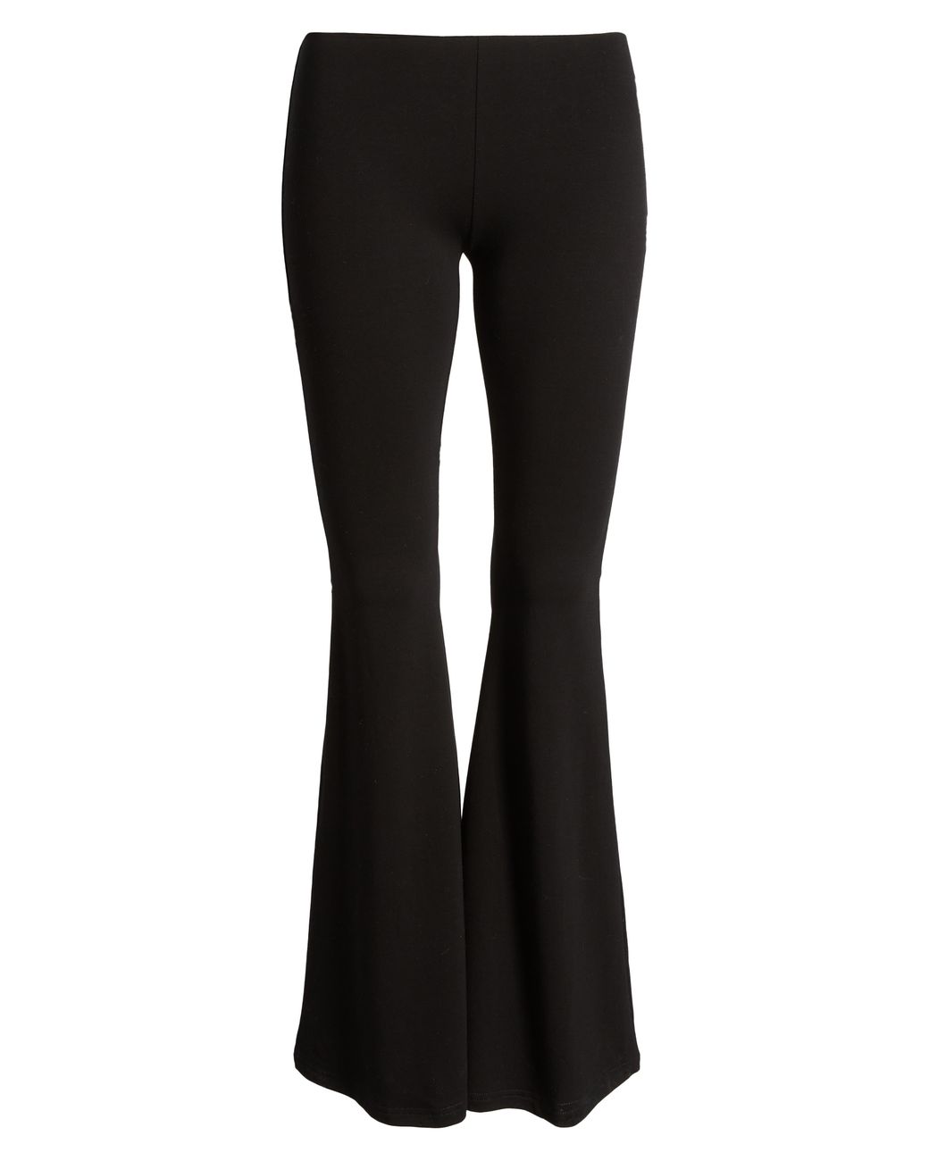 Edikted Foldover Contrast Waist Flare Stretch Cotton leggings in Black