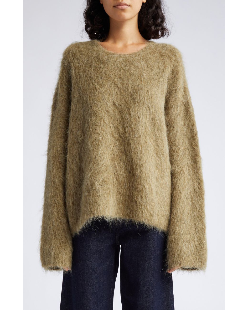 Totême Alpaca Knit Boxy Sweater in Natural | Lyst
