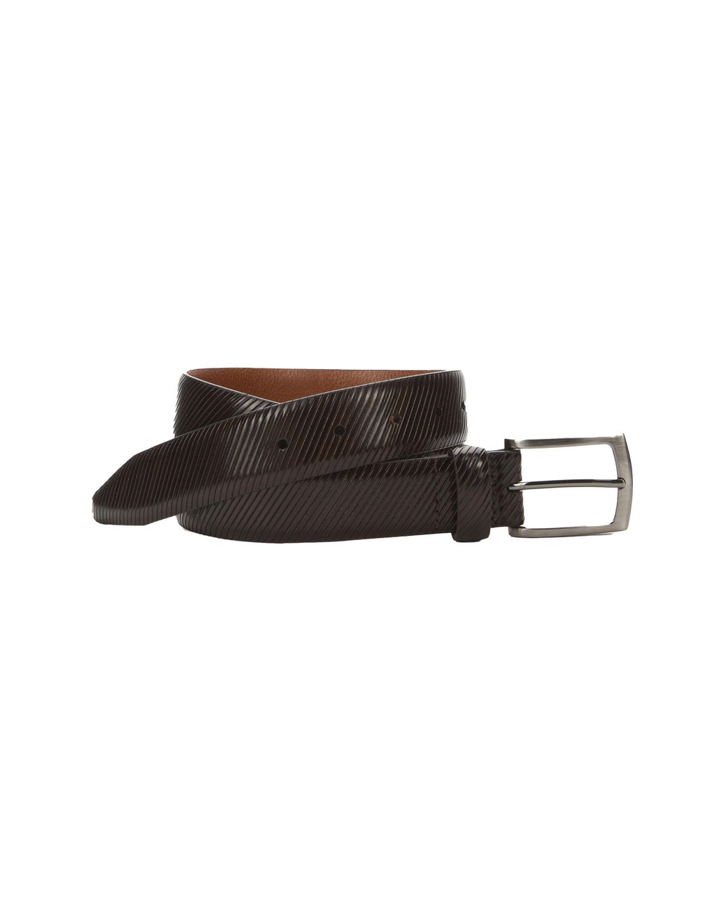Johnston & Murphy Brown Diagonal Embossed Leather Belt for men