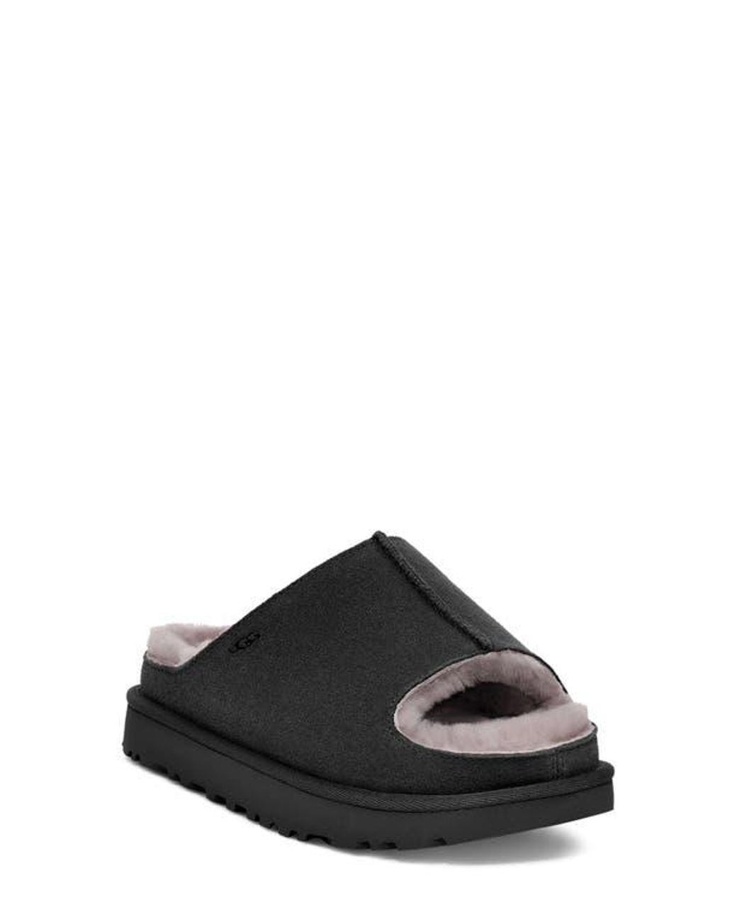 UGG★Greenport Genuine Shearling Lined Slide サンダル UGG Greenport Genuine Shearling Lined Slide Sandal in Black