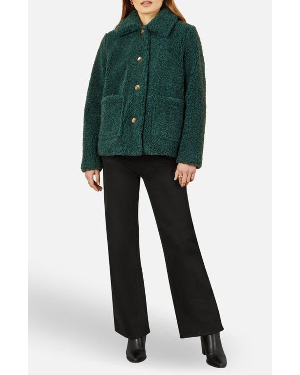 Yumi' Green Short Teddy Bear Jacket