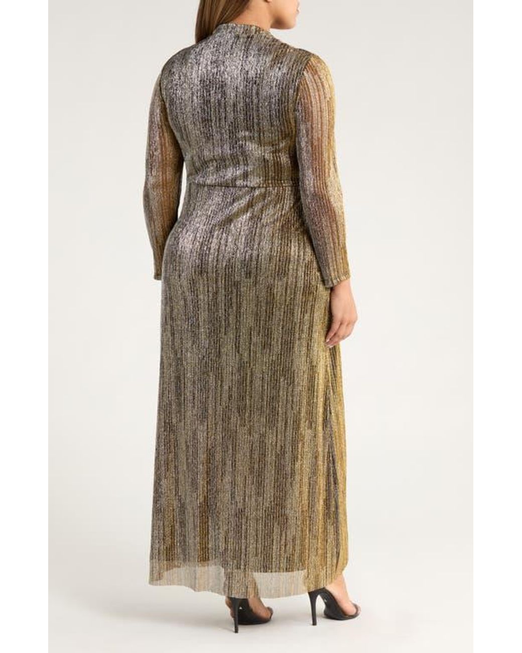 knee length dresses for ladies 1970s Anne Klein Metallic Shirt Maxi Dress – Shrimpton Couture