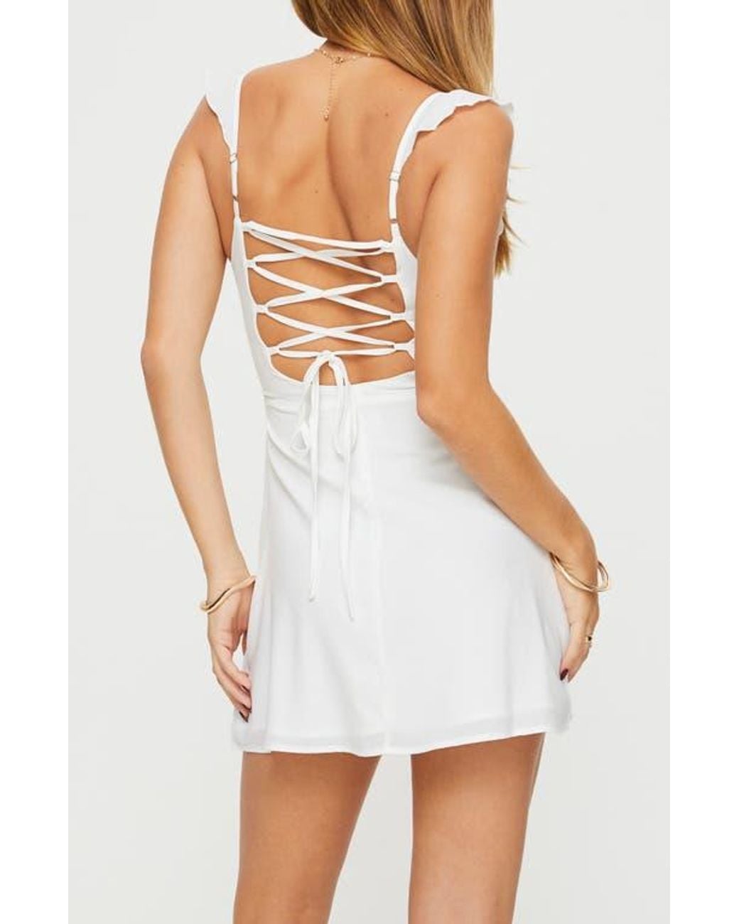 Princess Polly Landon Lace-Up Minidress in White | Lyst
