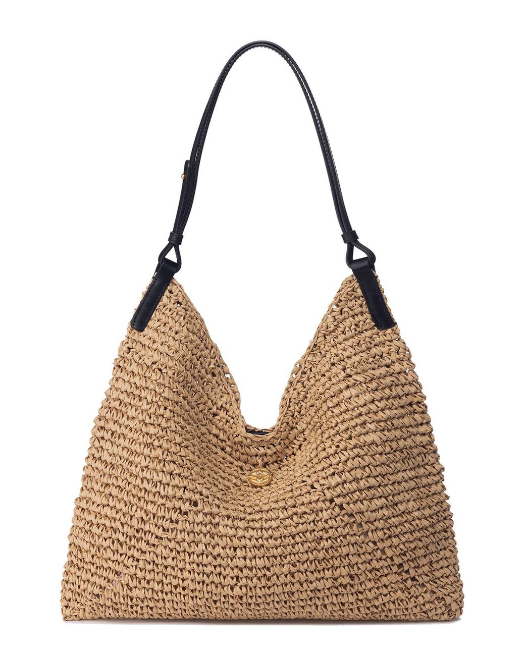 orYANY Brown Raffia Triangle Shoulder Bag