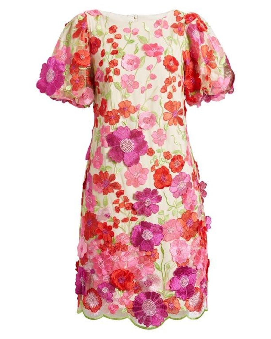 Eliza J Floral Embroidered Puff Sleeve Cocktail Dress | Lyst