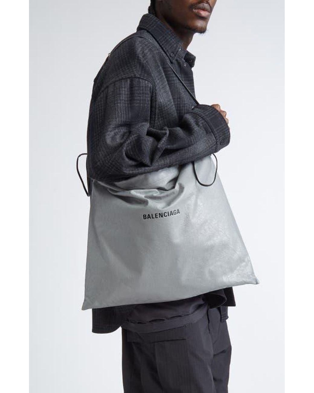【BALENCIAGA】Shopper Large Dust Bag Crossbody Pouch in Grey balenciaga-Balenciaga-Grey-