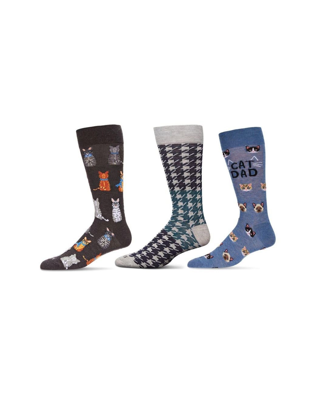Memoi Blue Pet Lover's Assorted 3-Pack Crew Socks for men