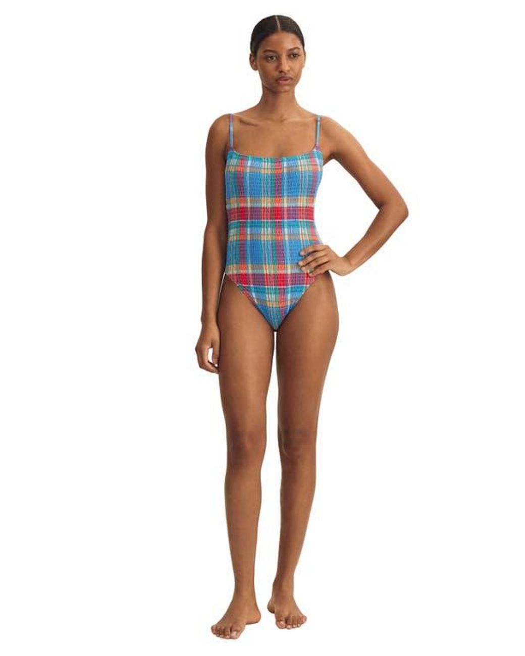Polo Ralph Lauren Kennedy Smocked One-Piece Swimsuit in Blue