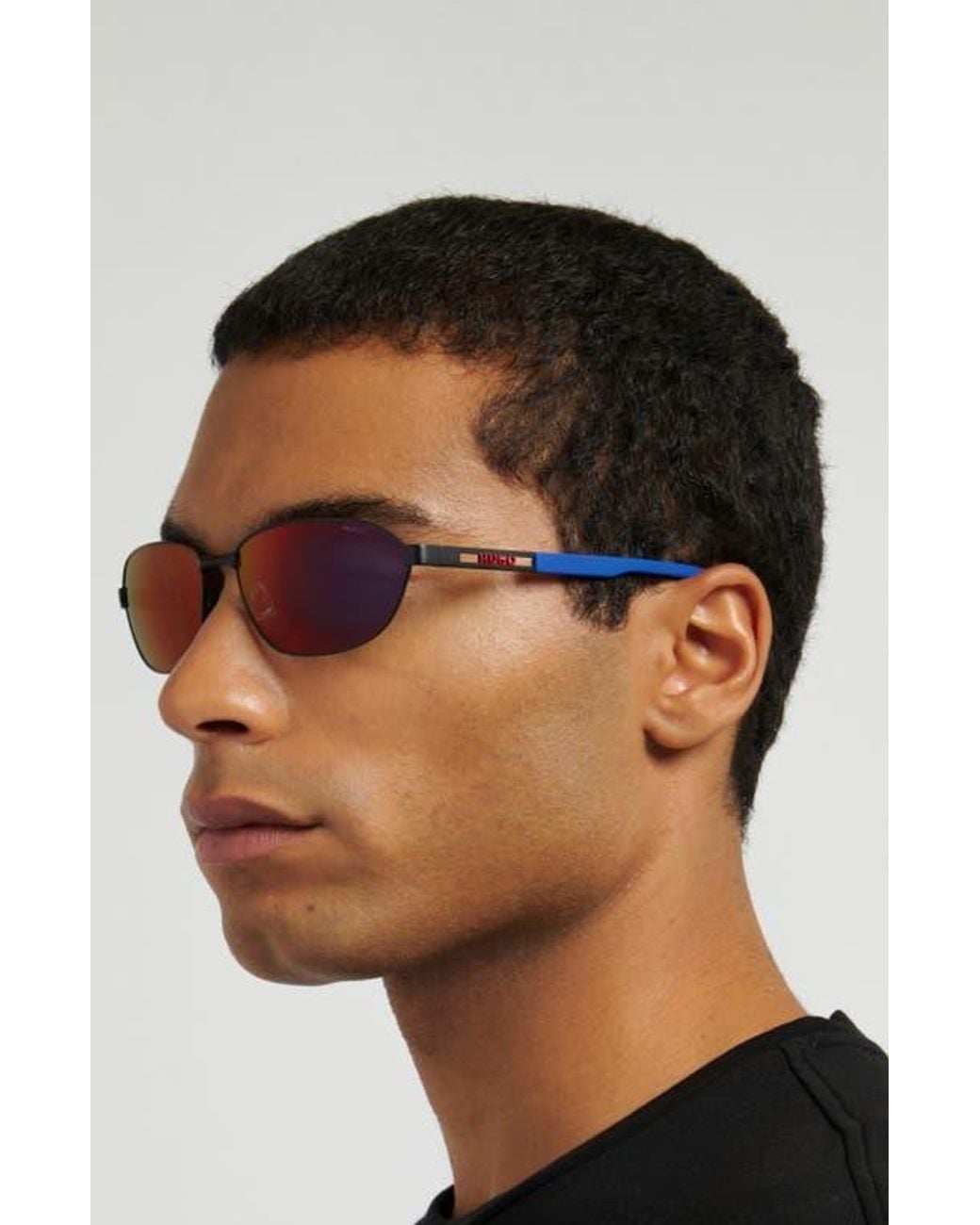 HUGO Pink 62Mm Rectangular Sunglasses for men