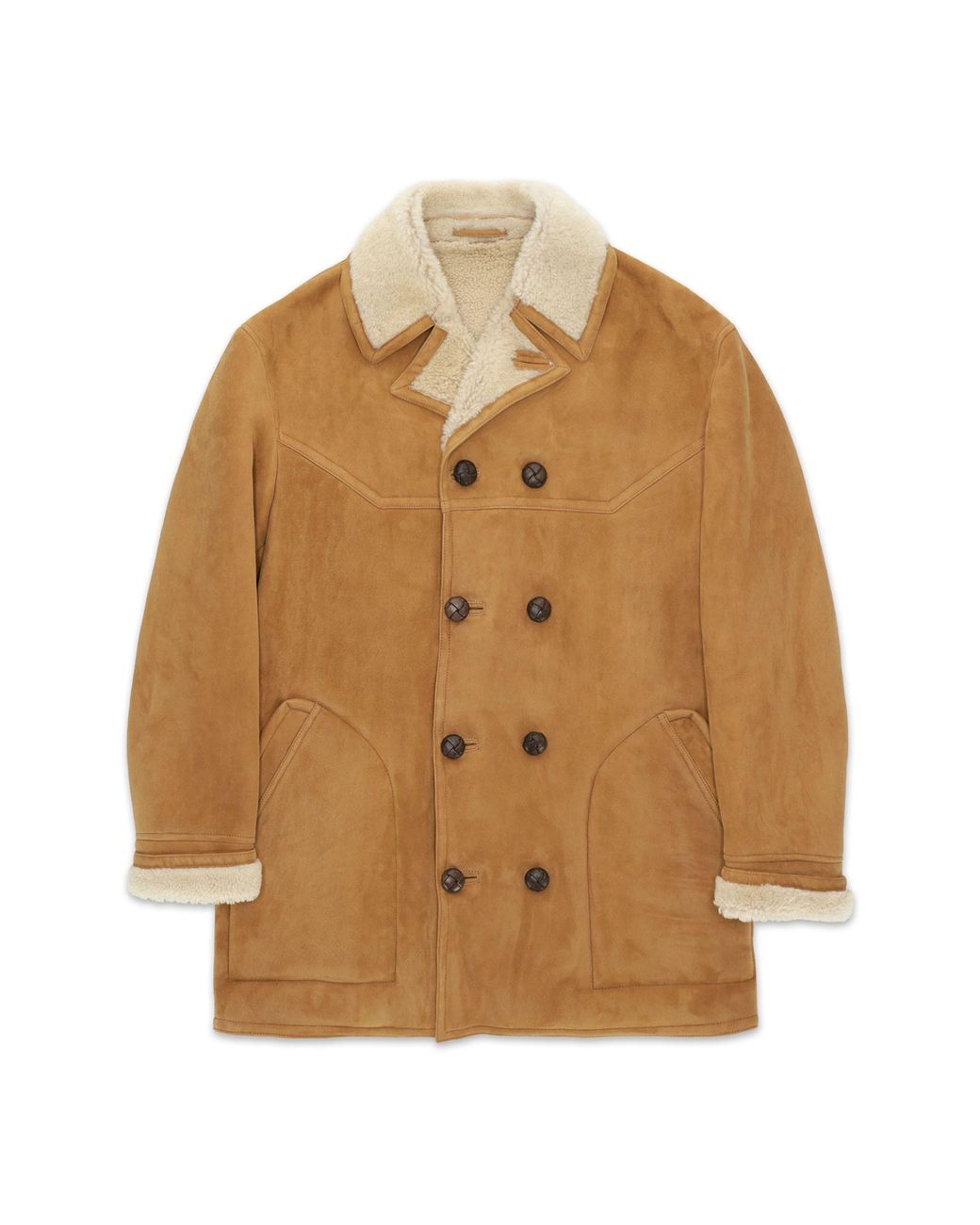 Fortela Brown Shearling Double Breasted Jacket for men