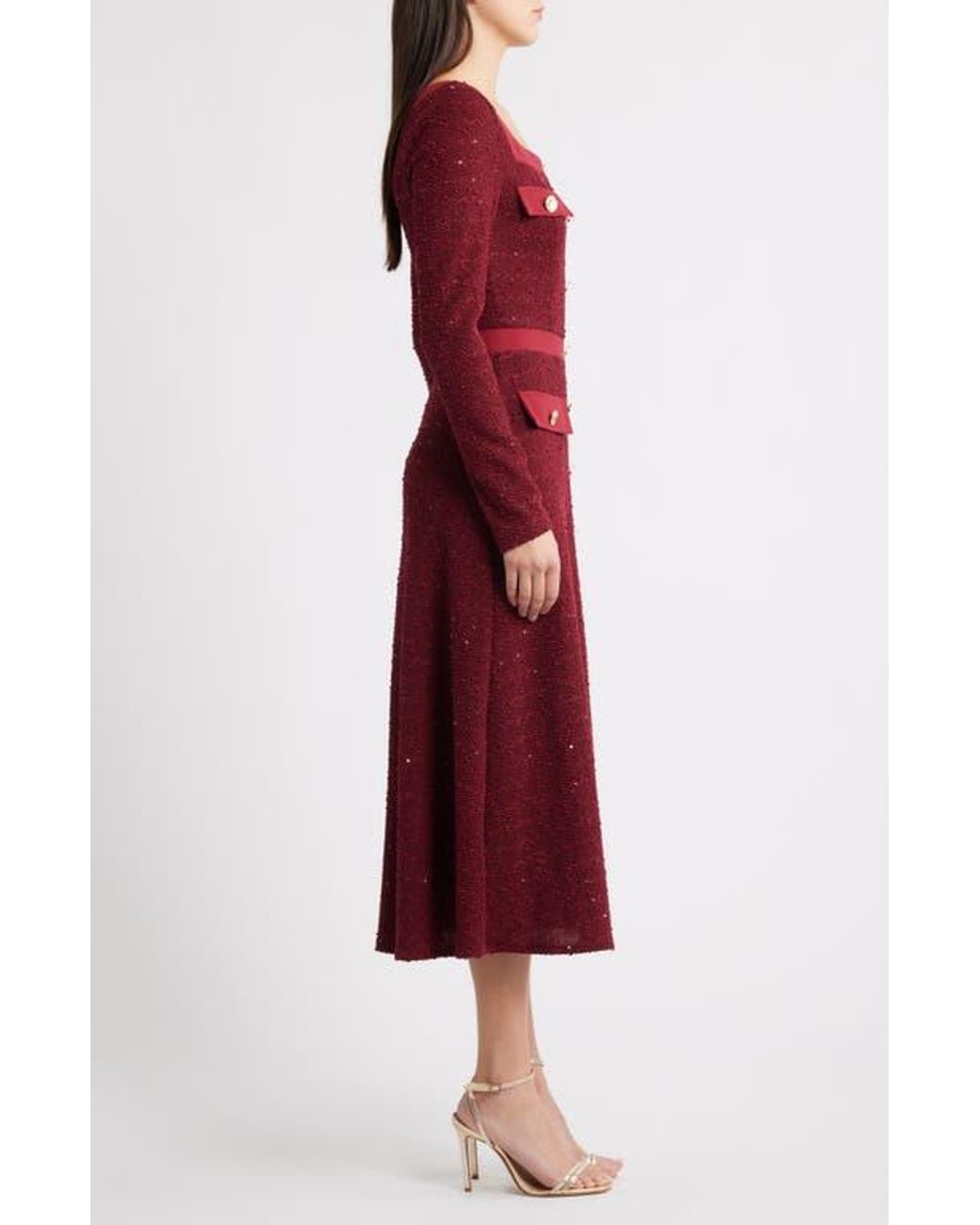 slim fit dress slacks Long Sleeve Sequin Midi Dress – STASH Apparel & Gifts main image 0