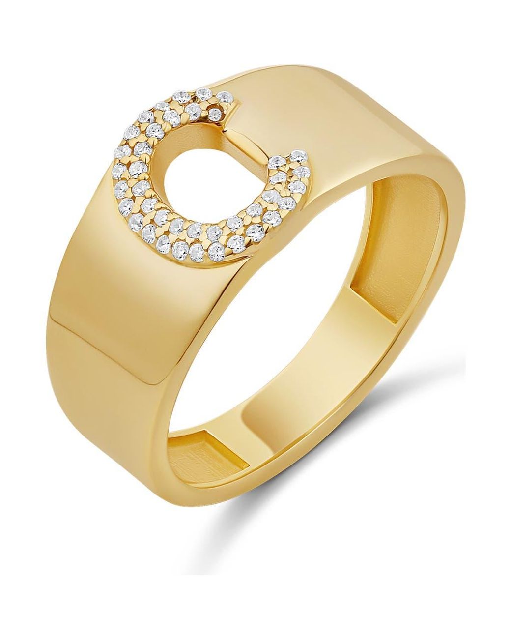 SHYMI Metallic Pavé Signet Initial Ring