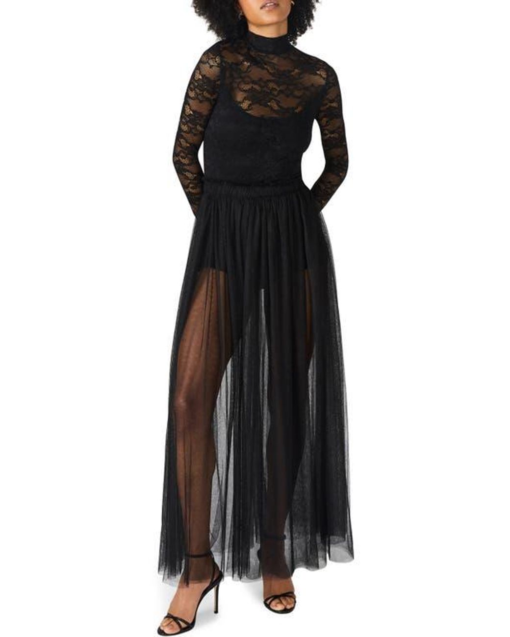Steve Madden Shiloh Long Sleeve Lace Dress in Black | Lyst
