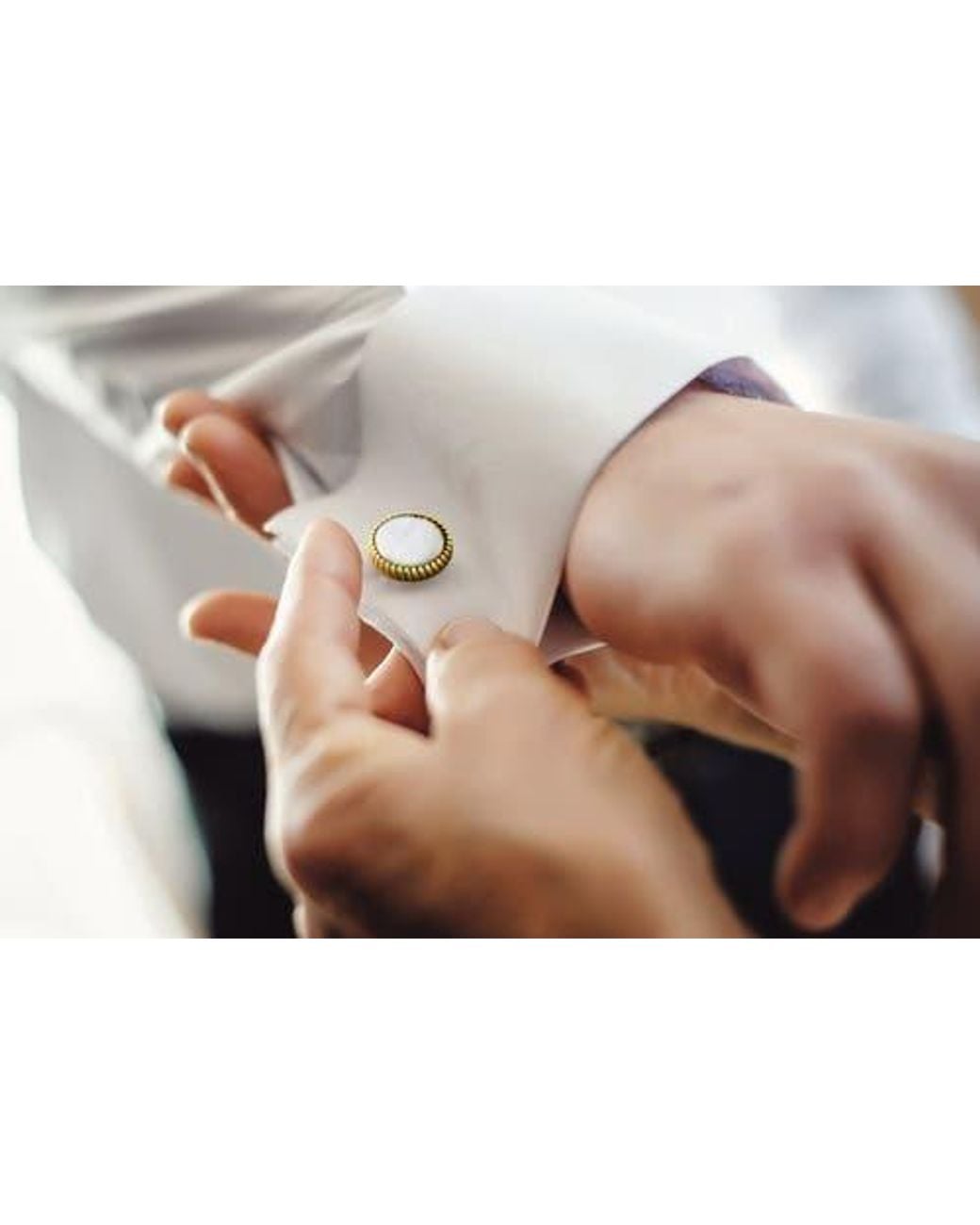 Link Up Metallic Round Cufflinks With Texture Border for men
