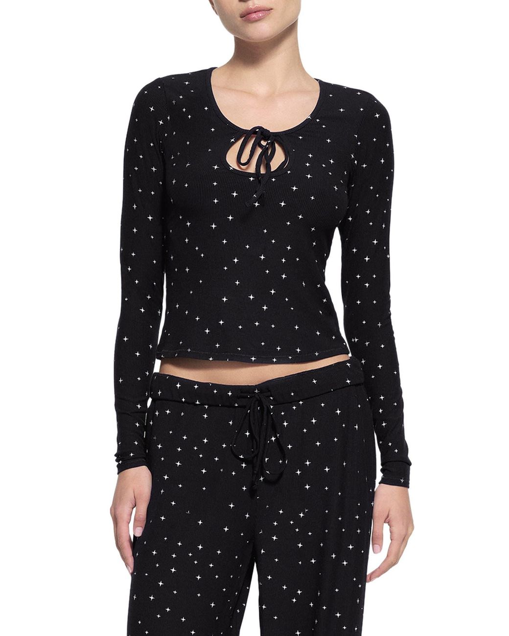 Black long sleeve pajama top clearance
