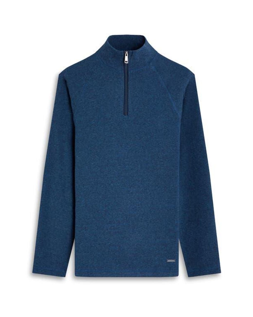 Bugatchi Blue Brushed Cotton Blend Quarter Zip Pullover for men